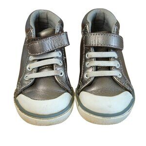 See Kai‎ Run Peyton High-Top Sneaker Size 6 Silver & White Toddler Boys Leather